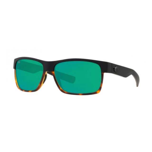 Costa Half Moon Men's Sunglasses Black/Shiny Tort/Green Mirror