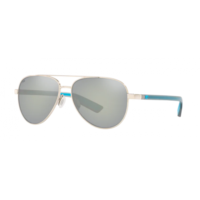 Costa Peli Men's Sunglasses Shiny Silver/Gray Silver Mirror