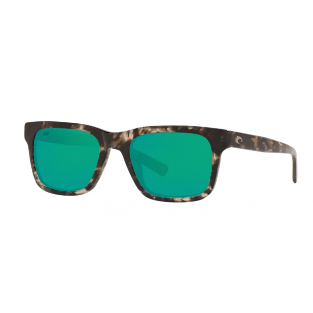 Costa Tybee Men's Sunglasses Shiny Black Kelp/Green Mirror
