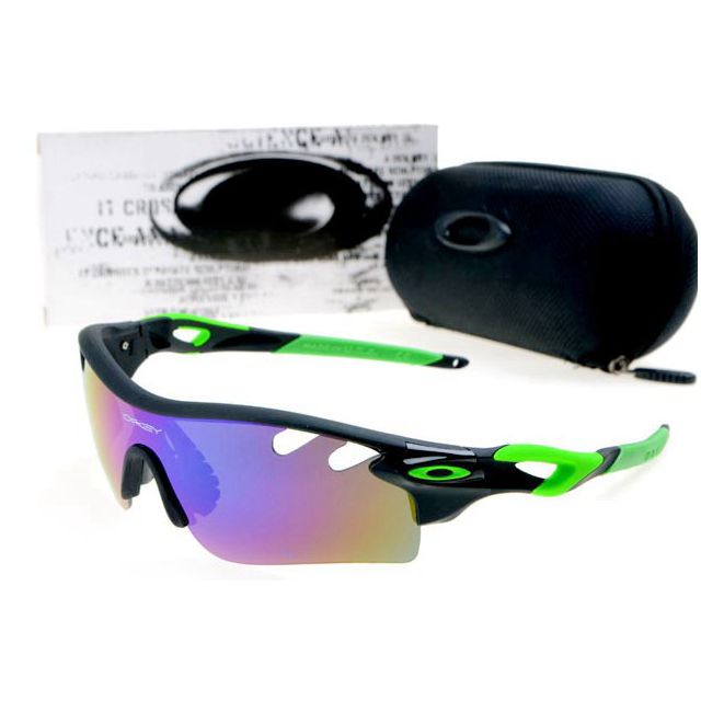 Oakley radarlock path sunglasses in matte black / island green / blue iridium