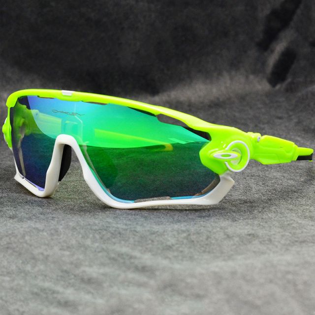 Oakley Jawbreaker Sunglasses Green with White/Blue Iridium