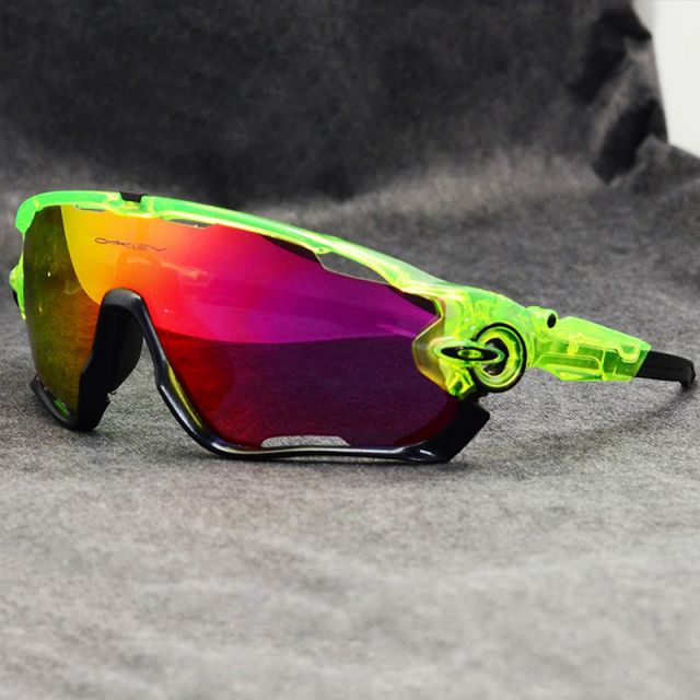 Oakley Jawbreaker Sunglasses Clear Green/Fire Iridium