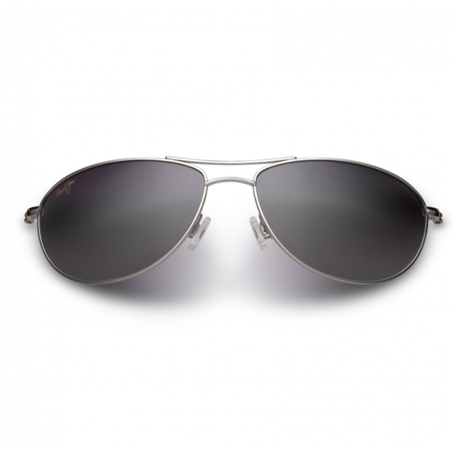 Maui Jim Baby Beach Sunglasses Silver Frame Polarized Black Lens