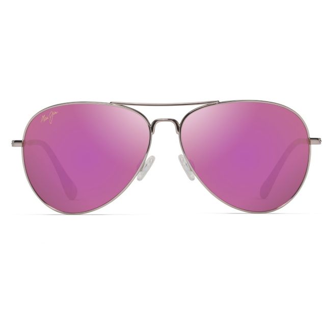 Maui Jim Mavericks Sunglasses Silver Frame Polarized Pink Lens
