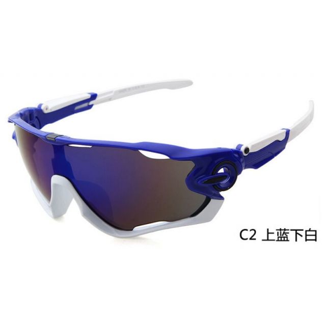 Oakley Jawbreaker Sunglasses blue white frame blue lens