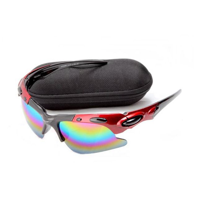 Oakley plate sunglasses in black and red / colorful iridium