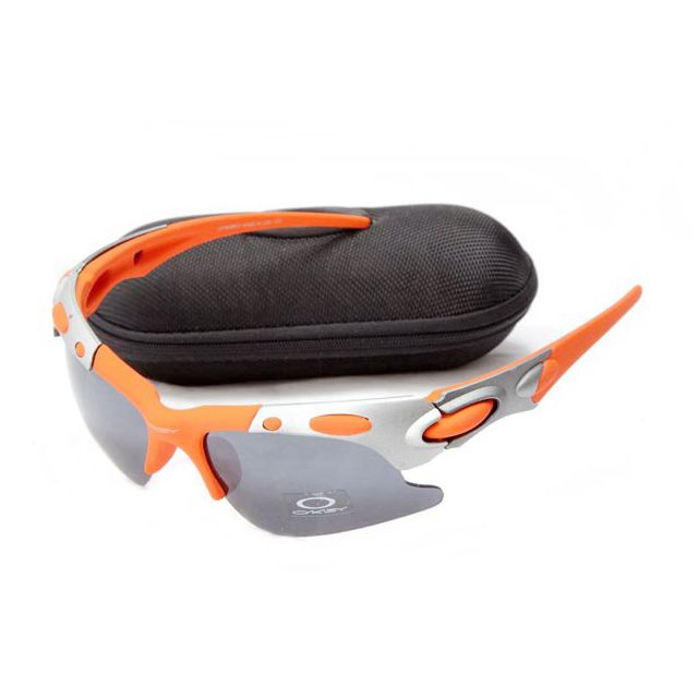 Oakley plate sunglasses in orange and silver / black iridium