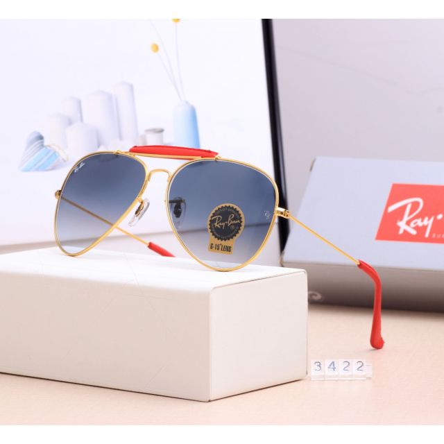 Ray Ban RB3422 Sunglasses Gray/Gold with Red