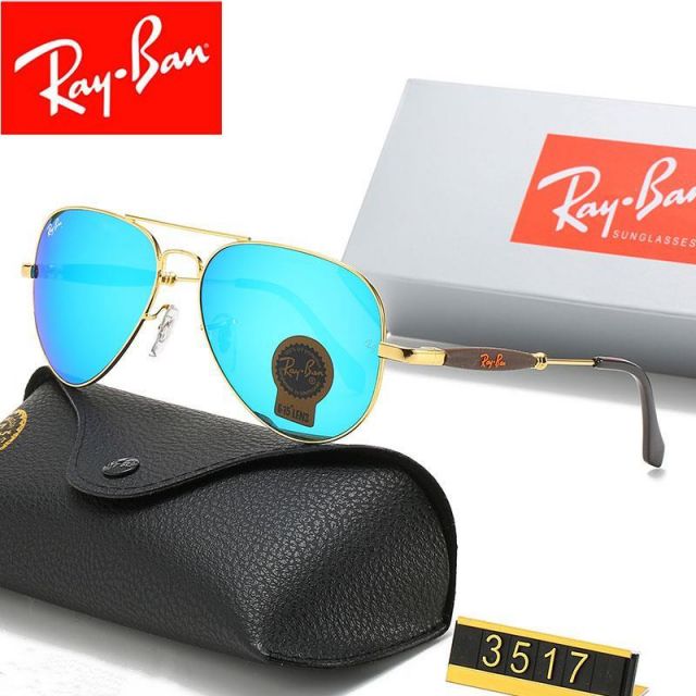 Ray Ban RB3517 Sunglasses Ice Blue/Gold with Black