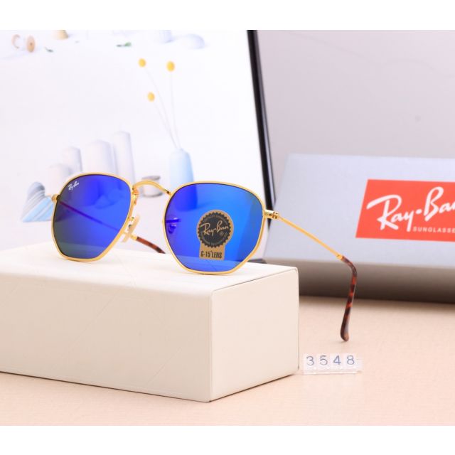 Ray Ban RB3548 Sunglasses Dark Blue/Gold with Brown
