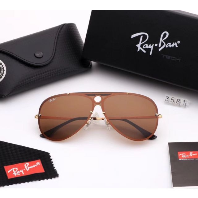 Ray Ban RB3581 Sunglasses Mirror Brown/Gold with Brown