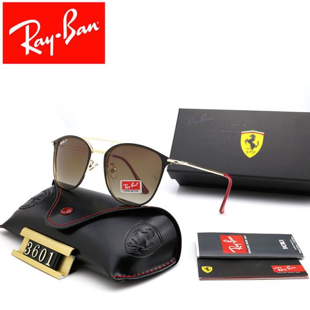 Ray Ban RB3601 Sunglasses Brown/Gold with Black with Red