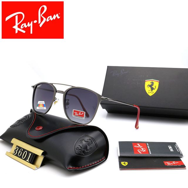Ray Ban RB3601 Sunglasses Dark Gray/Black with Red