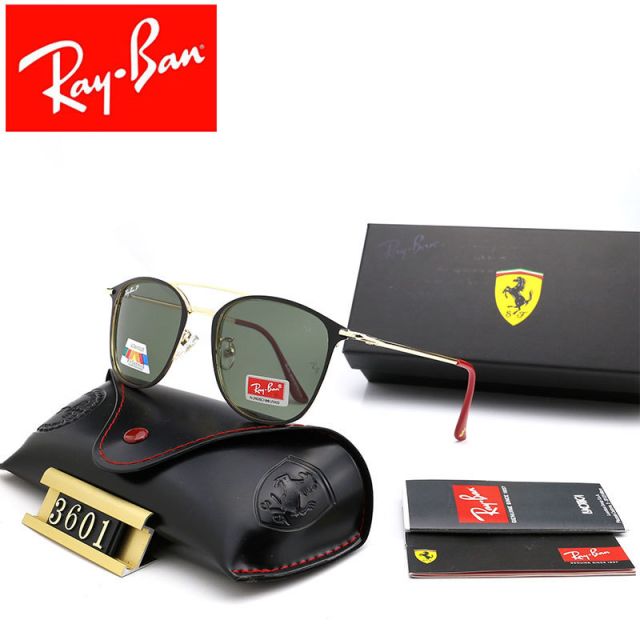 Ray Ban RB3601 Sunglasses Green/Gold with Black with Red