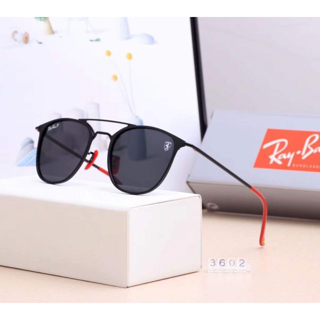 Ray Ban RB3602 Sunglasses Black/Black with Red