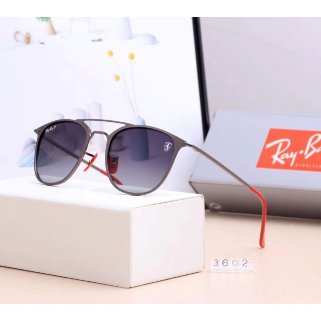 Ray Ban RB3602 Sunglasses Dark Gray/Gray with Red