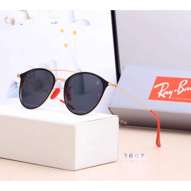 Ray Ban RB3607 Sunglasses Black/Black with Gold with Red
