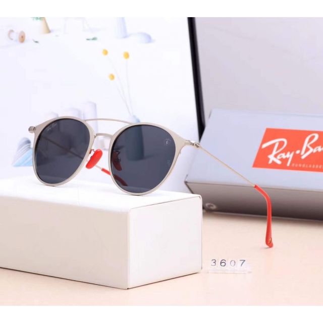 Ray Ban RB3607 Sunglasses Black/Silver with Red