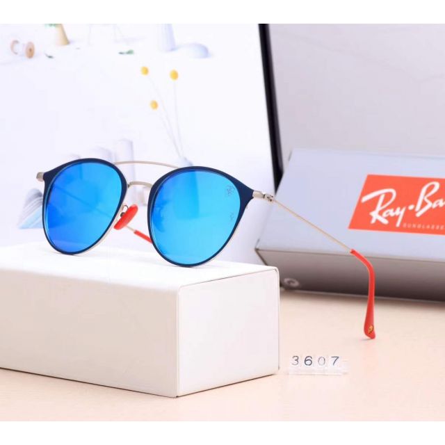 Ray Ban RB3607 Sunglasses Blue/Silver with Red