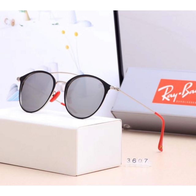 Ray Ban RB3607 Sunglasses Gray/Silver with Red