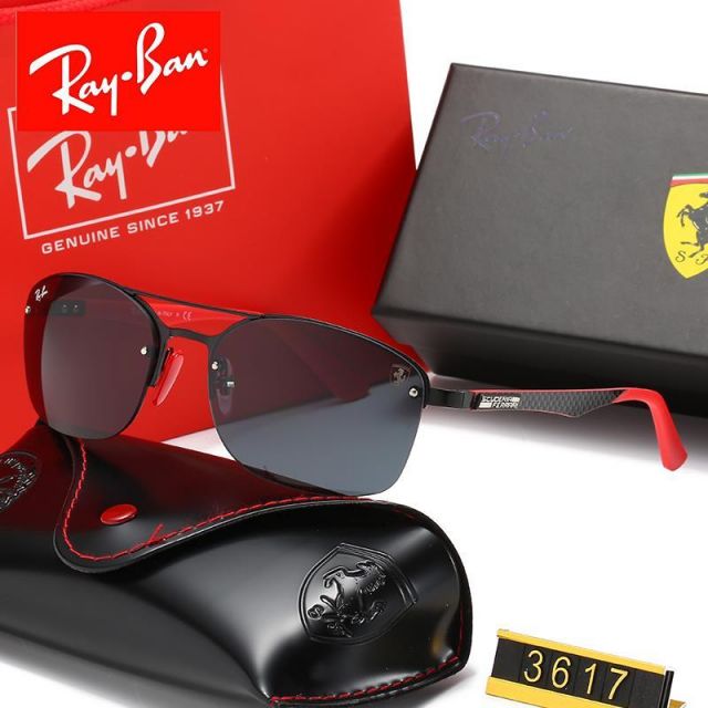 Ray Ban RB3617 Sunglasses Black/Black with Red