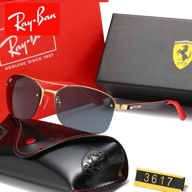 Ray Ban RB3617 Sunglasses Black/Gold with Red
