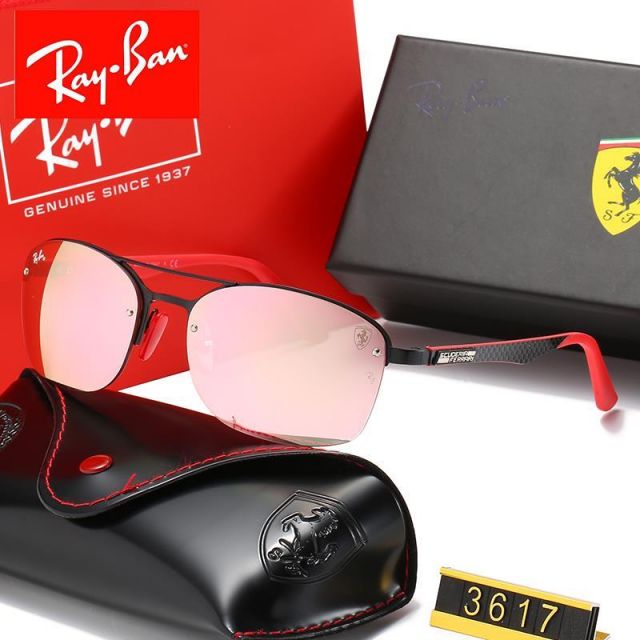 Ray Ban RB3617 Sunglasses Rose/Black with Red