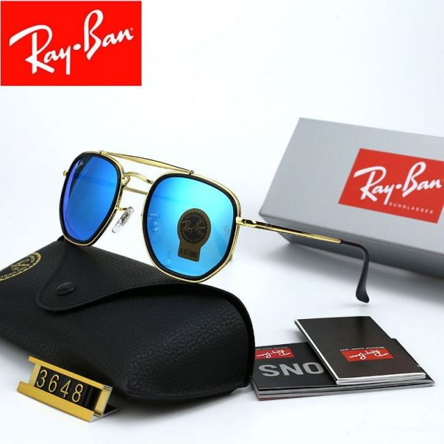 Ray Ban RB3648 Sunglasses Mirror Blue/Gold with Black