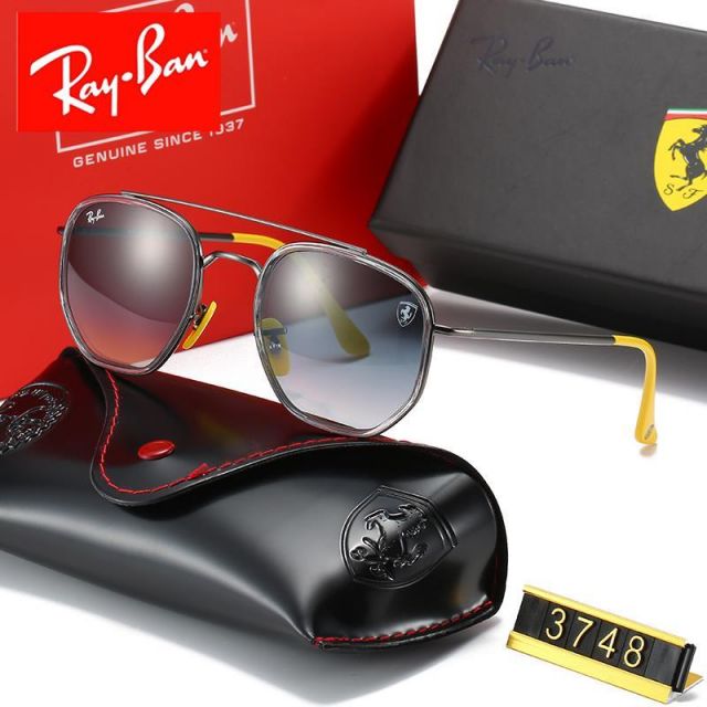 Ray Ban RB3748 Sunglasses Black/Black with Yellow