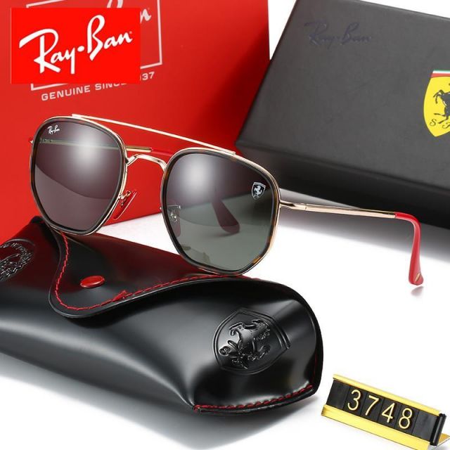 Ray Ban RB3748 Sunglasses Gray/Gold with Red