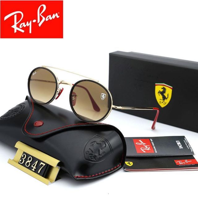 Ray Ban RB3847 Sunglasses Brown/Gold with Red with Black