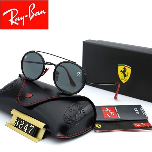 Ray Ban RB3847 Sunglasses Gray/Black with Red