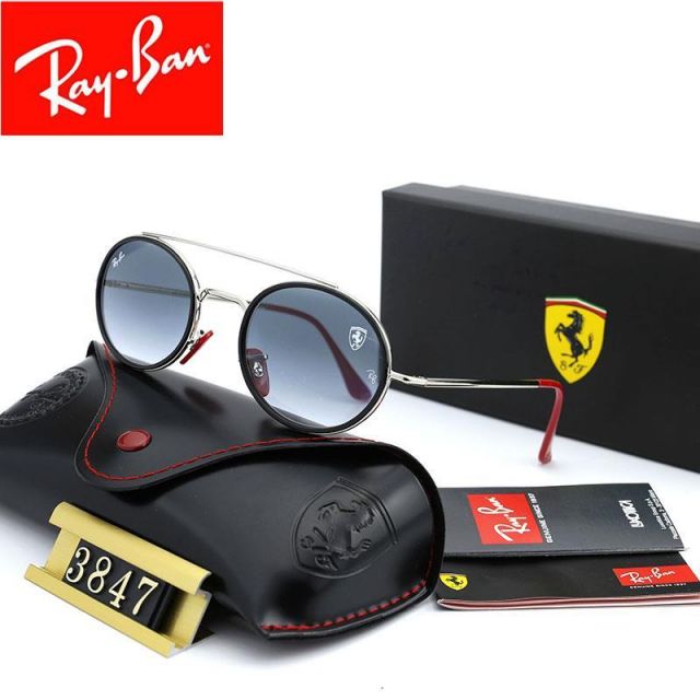 Ray Ban RB3847 Sunglasses Gray/Silver with Red with Black