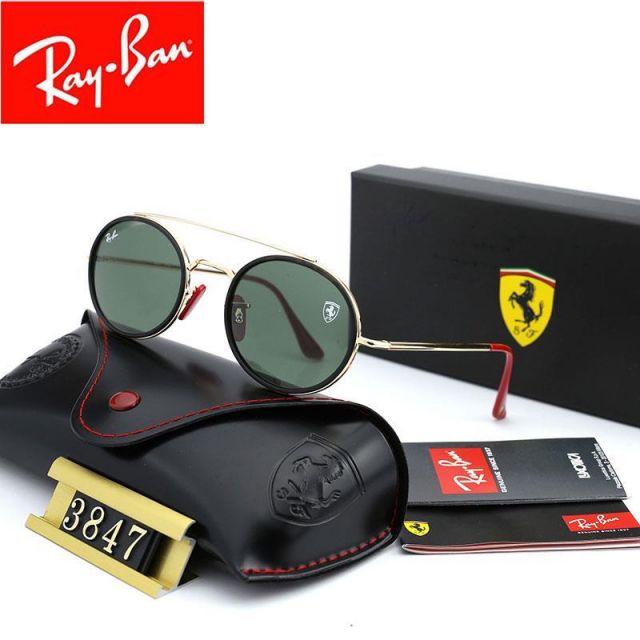 Ray Ban RB3847 Sunglasses Green/Gold with Red