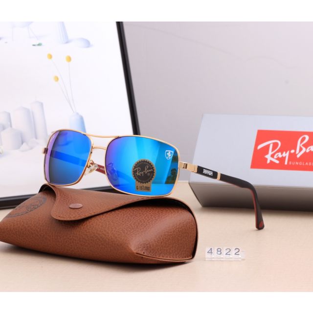 Ray Ban RB4822 Aviator Sunglasses Blue/Gold with Black