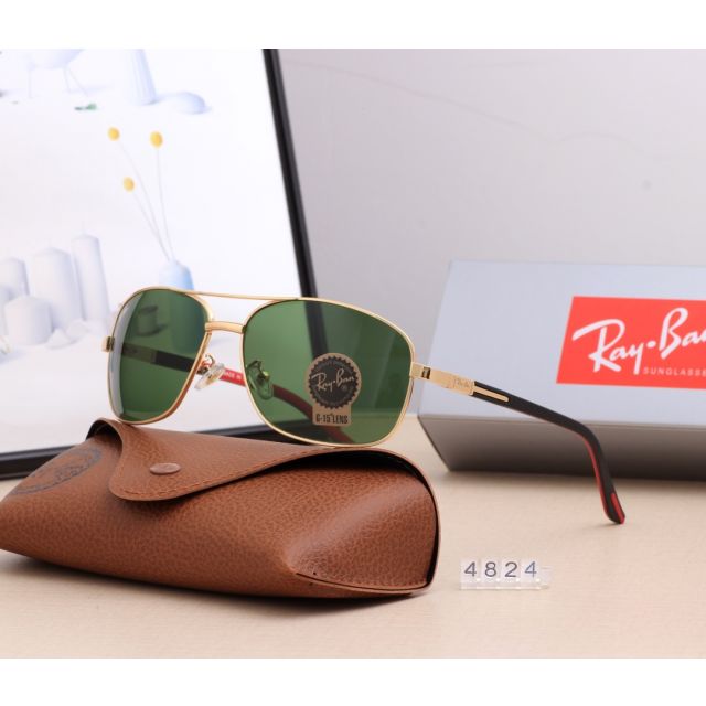 Ray Ban RB4824 Aviator Sunglasses Green/Gold with Black
