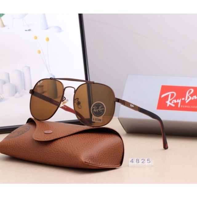 Ray Ban RB4825 Aviator Sunglasses Brown/Black with Red