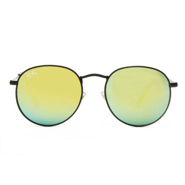 Ray Ban RB3089 Round Sunglasses Black/Light Green Gradient