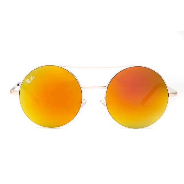 Ray Ban RB3813 Round Sunglasses Metal Gold/Orange Gradient