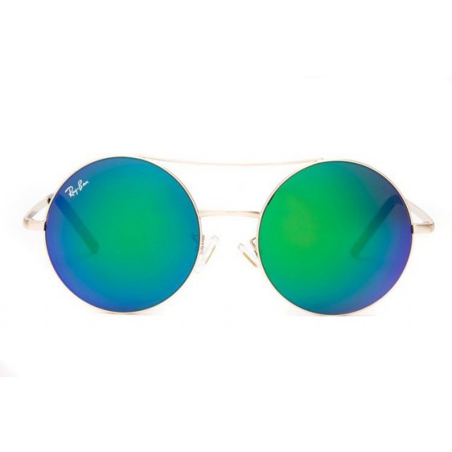 Ray Ban RB3813 Round Sunglasses Metal Gold/Green